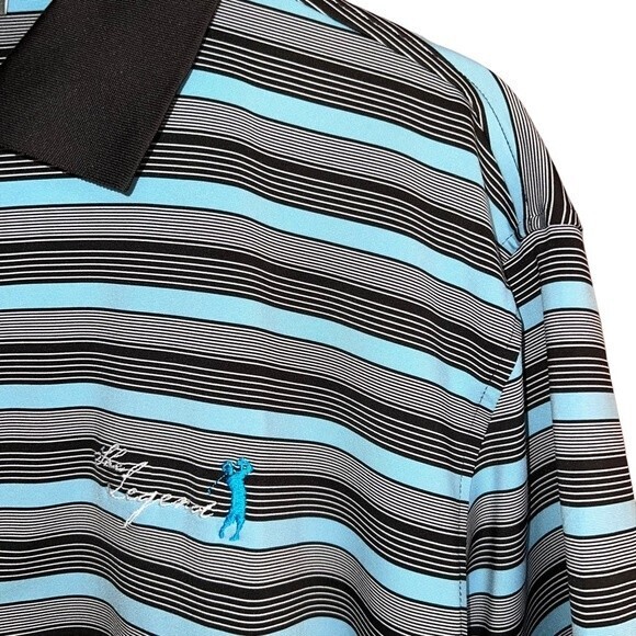 Peter Millar Summer Comfort Polo Golf Shirt Mens L Blue Brown Striped - Picture 2 of 10